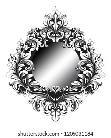 Baroque Mirror frame Vector. French Imperial Luxury rich intricate ornamented details. Victorian Royal Style decors