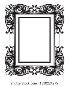 Baroque Mirror frame. Vector French Luxury rich intricate ornaments. Victorian Royal Style decors