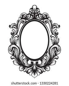 Baroque Mirror frame. Vector French Luxury rich intricate ornaments. Victorian Royal Style decors