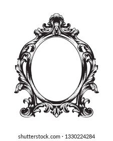 Baroque Mirror frame. Vector French Luxury rich intricate ornaments. Victorian Royal Style decors