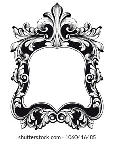 Baroque mirror frame. Vector Imperial decor design elements. Rich encarved ornaments line arts