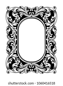 Baroque mirror frame. Vector Imperial decor design elements. Rich encarved ornaments line arts