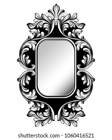 Baroque mirror frame. Vector Imperial decor design elements. Rich encarved ornaments line arts