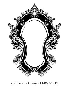 Baroque Mirror original frame. Vector French Luxury rich intricate ornaments. Victorian Royal Style decors
