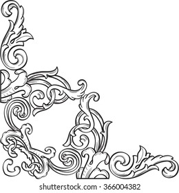 Baroque nice corner isolated on white
