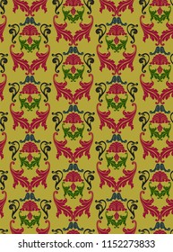 Baroque ornament color vector. Vector pattern in Baroque style. Seamless pattern in Rococo style. Background