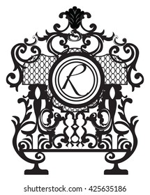 Baroque Ornament Decor element. Vector decor with Central circle shape place for Text