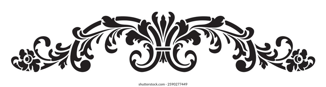 Baroque ornament for design. Decorative stencil for applying paint and decorative coatings. Interior and exterior design, fabric and furniture decoration. Plotter or laser cutting.


