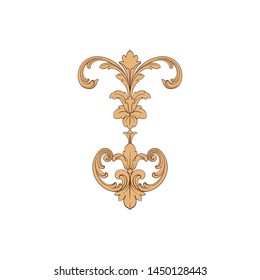 Baroque ornament with filigree for design frame, pattern. Vintage hand drawn victorian or damask floral element.