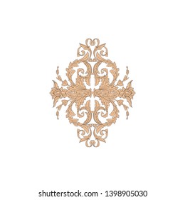 Baroque ornament with filigree in vector format for design frame, pattern. Vintage victorian or damask floral element. 