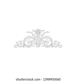 Baroque ornament with filigree in vector format for design frame, pattern. Vintage victorian or damask floral element. 