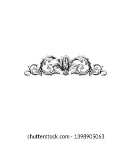 Baroque ornament with filigree in vector format for design frame, pattern. Vintage victorian or damask floral element. 