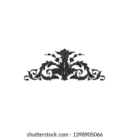 Baroque ornament with filigree in vector format for design frame, pattern. Vintage victorian or damask floral element. 
