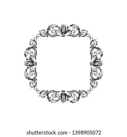 Baroque ornament with filigree in vector format for design frame, pattern. Vintage victorian or damask floral element. 