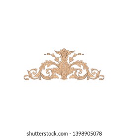 Baroque ornament with filigree in vector format for design frame, pattern. Vintage victorian or damask floral element. 