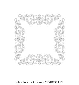 Baroque ornament with filigree in vector format for design frame, pattern. Vintage victorian or damask floral element. 