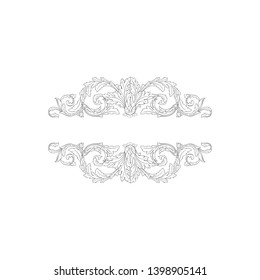 Baroque ornament with filigree in vector format for design frame, pattern. Vintage victorian or damask floral element. 