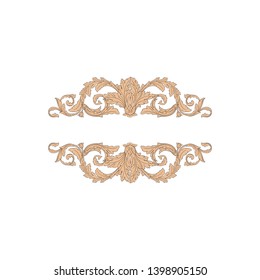 Baroque ornament with filigree in vector format for design frame, pattern. Vintage victorian or damask floral element. 