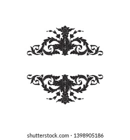 Baroque ornament with filigree in vector format for design frame, pattern. Vintage victorian or damask floral element. 