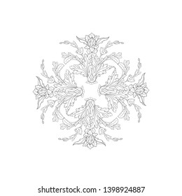 Baroque ornament  with filigree in vector format for design frame, pattern.  Vintage victorian or damask floral element.