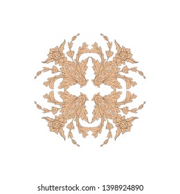 Baroque ornament  with filigree in vector format for design frame, pattern.  Vintage victorian or damask floral element.