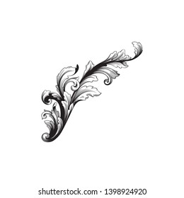 Baroque ornament  with filigree in vector format for design frame, pattern.  Vintage victorian or damask floral element.