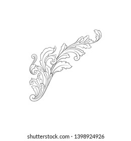 Baroque ornament  with filigree in vector format for design frame, pattern.  Vintage victorian or damask floral element.