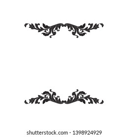 Baroque ornament  with filigree in vector format for design frame, pattern.  Vintage victorian or damask floral element.
