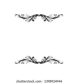 Baroque ornament  with filigree in vector format for design frame, pattern.  Vintage victorian or damask floral element.
