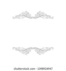 Baroque ornament  with filigree in vector format for design frame, pattern.  Vintage victorian or damask floral element.
