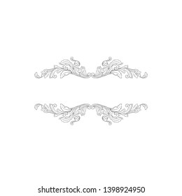 Barockschmuck mit filigraner Vektorillustration für Design-Rahmen, Muster.  Vintage siktorianisches oder Damast-Blumenelement.