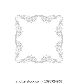Baroque ornament  with filigree in vector format for design frame, pattern.  Vintage victorian or damask floral element.