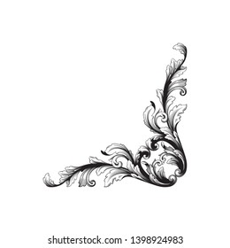 Baroque ornament  with filigree in vector format for design frame, pattern.  Vintage victorian or damask floral element.