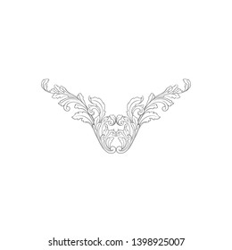 Baroque ornament  with filigree in vector format for design frame, pattern.  Vintage victorian or damask floral element.