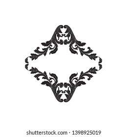 Baroque ornament  with filigree in vector format for design frame, pattern.  Vintage victorian or damask floral element.