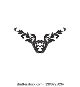 Baroque ornament  with filigree in vector format for design frame, pattern.  Vintage victorian or damask floral element.