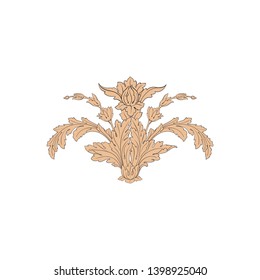 Baroque ornament  with filigree in vector format for design frame, pattern.  Vintage victorian or damask floral element.