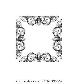 Baroque ornament  with filigree in vector format for design frame, pattern.  Vintage victorian or damask floral element.