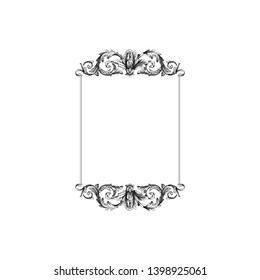 Baroque ornament  with filigree in vector format for design frame, pattern.  Vintage victorian or damask floral element.