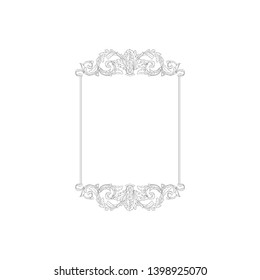 Baroque ornament  with filigree in vector format for design frame, pattern.  Vintage victorian or damask floral element.
