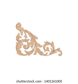 Baroque ornament with filigree in vector format for design frame, pattern. Vintage victorian or damask floral element.