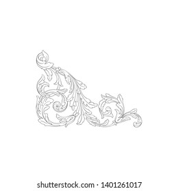 Baroque ornament with filigree in vector format for design frame, pattern. Vintage victorian or damask floral element.