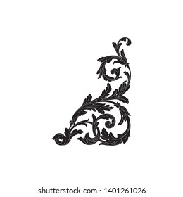Baroque ornament with filigree in vector format for design frame, pattern. Vintage victorian or damask floral element.