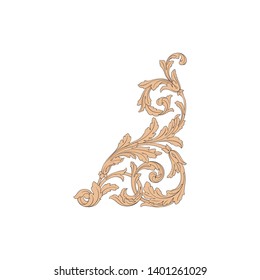 Baroque ornament with filigree in vector format for design frame, pattern. Vintage victorian or damask floral element.