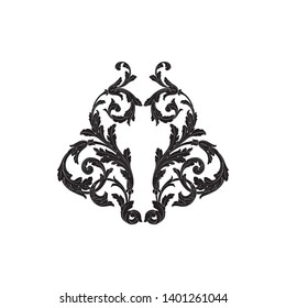 Baroque ornament with filigree in vector format for design frame, pattern. Vintage victorian or damask floral element.