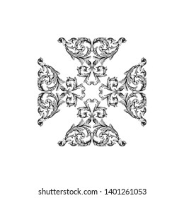 Baroque ornament with filigree in vector format for design frame, pattern. Vintage victorian or damask floral element.