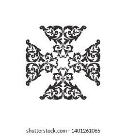 Baroque ornament with filigree in vector format for design frame, pattern. Vintage victorian or damask floral element.