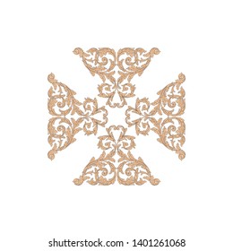 Baroque ornament with filigree in vector format for design frame, pattern. Vintage victorian or damask floral element.