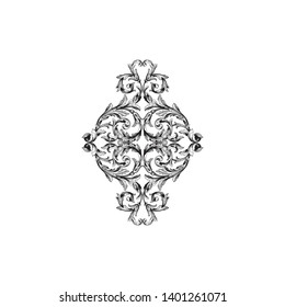 Baroque ornament with filigree in vector format for design frame, pattern. Vintage victorian or damask floral element.