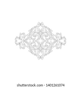 Baroque ornament with filigree in vector format for design frame, pattern. Vintage victorian or damask floral element.